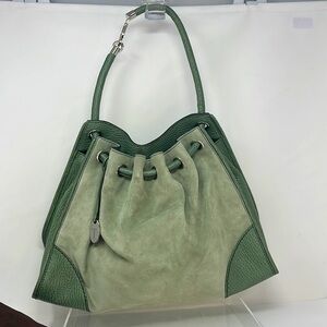 Tod’s Suede and Pebbled Leather Flat Back Shoulder Bag